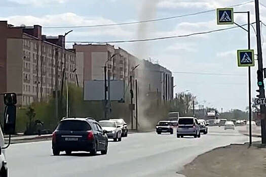 В Омске на обочине дороги образовался песчаный смерч