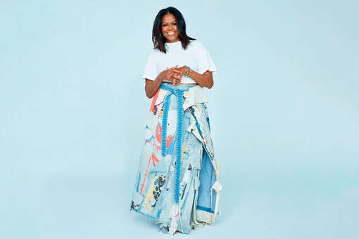 Мишель Обама в необычной юбке в стиле пэчворк снялась для глянцевого журнала