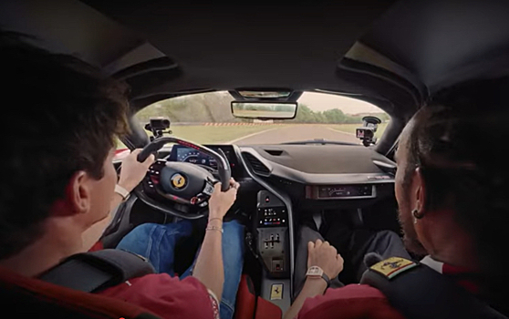 Видео: Хэмилтон и Леклер гоняют на Ferrari F80