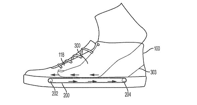 Патентная заявка Nike: конвейер, затягивающий ногу в кроссовок