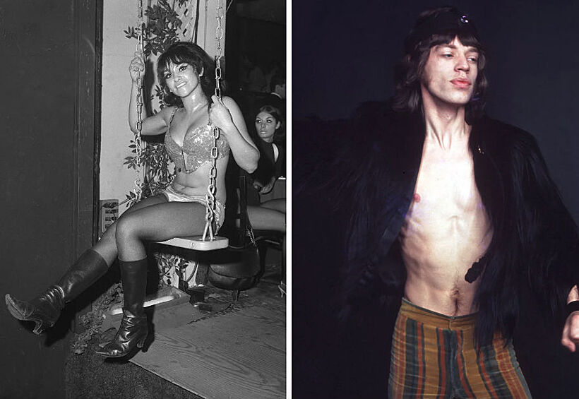 Справа — танцовщица на дискотеке, 1968 год. Слева — Мик Джаггер позирует во время фотосессии, 1969 год. 