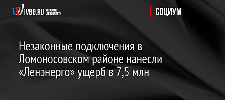 Незаконные подключения в Ломоносовском районе нанесли «Ленэнерго» ущерб в 7,5 млн
