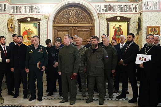 Кадыров и Золотов приняли участие в освящении храма Росгвардии в Грозном