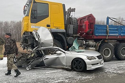 Двое россиян погибли в раздавленной грузовиком машине