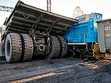 Появилось видео столкновения БелАЗа с тепловозом