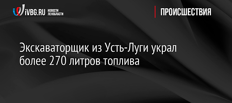 Экскаваторщик из Усть-Луги украл более 270 литров топлива