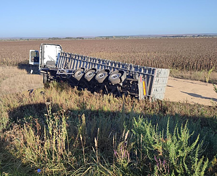 В Самарской области фура с зерном съехала в кювет