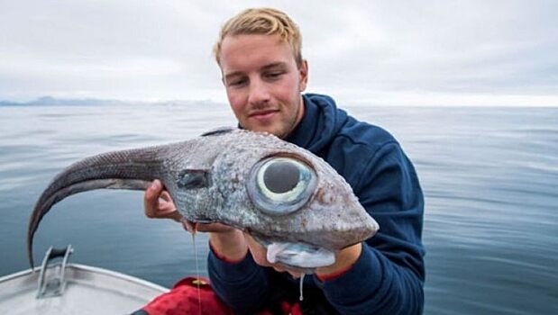 Рыбак выудил рыбу с огромными глазами и съел ее