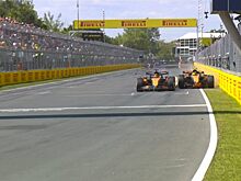 Столкновение пилотов McLaren в гонке Ф1 в Канаде. Видео