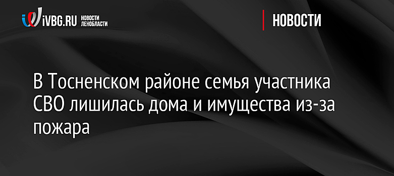 В Тосненском районе семья участника СВО лишилась дома и имущества из-за пожара