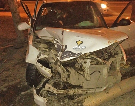 В Новосибирске Honda на скорости врезалась в дерево, двое пострадали