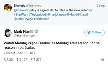 Марк Хэмилл намекнул, когда ждать новый трейлер «Последних джедаев»