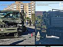 На видео сняли, как военная техника по очереди попала в ДТП в Красном селе