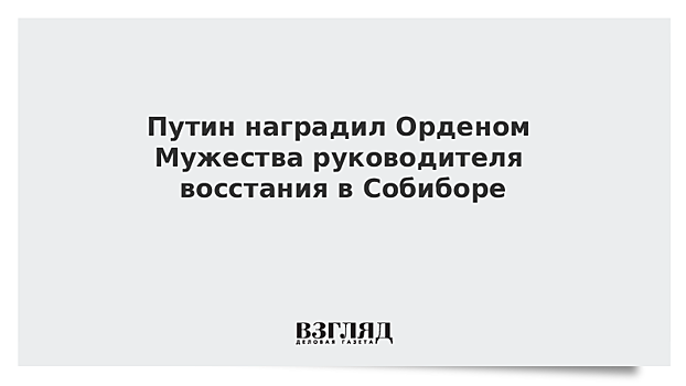 Путин наградил Орденом Мужества руководителя восстания в Собиборе