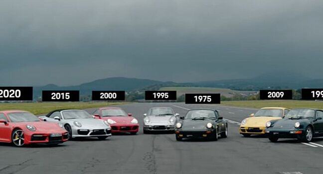 Дрэг-гонку семи поколений Porsche 911 Turbo показали на видео