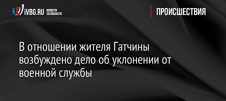 В отношении жителя Гатчины возбуждено дело об уклонении от военной службы