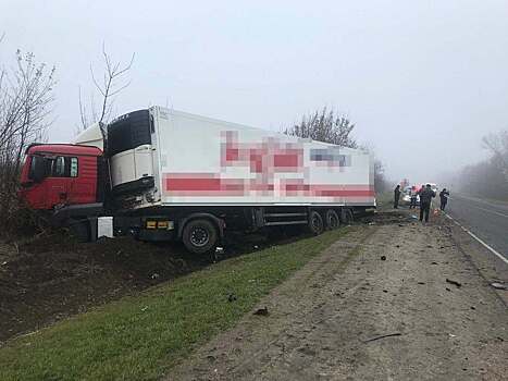 39-летний водитель иномарки скончался в ДТП с большегрузом на трассе в Краснодарском крае