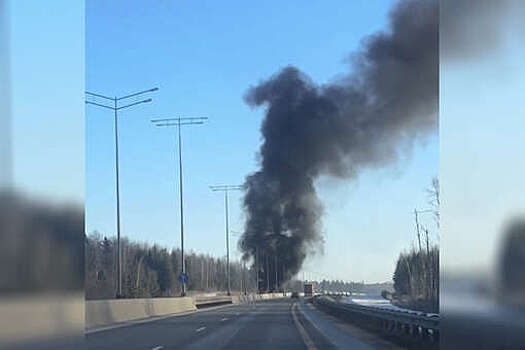 В Подмосковье горящая фура заблокировала движение транспорта на ЦКАД