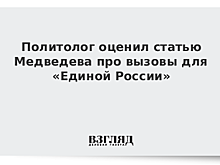 Политолог оценил статью Медведева про вызовы для «Единой России»