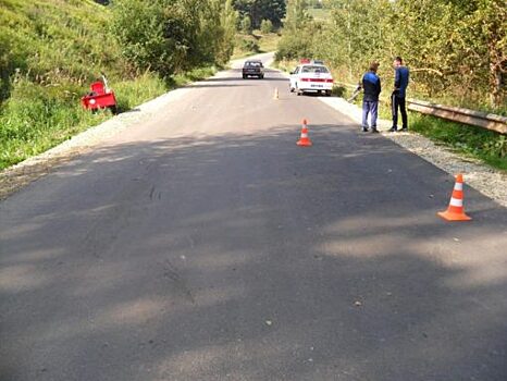 Под Орлом водитель упал с мотоблока на дорогу