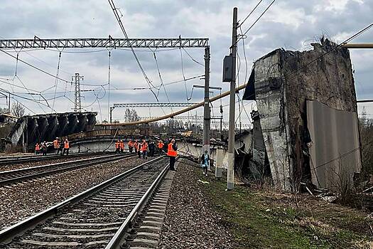 «Сложился как карточный домик». Мост с машинами рухнул на железную дорогу в Смоленской области
