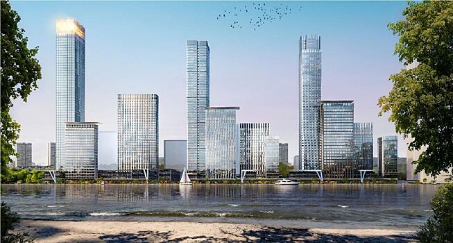 Архитектура нового жилого комплекса в Левобережном районе основана на взаимодействии воды с камнем