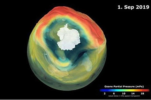 Озоновая дыра уменьшилась до рекордных размеров