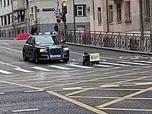 В Москве робот-доставщик остановил Aurus с мигалками и попал на видео