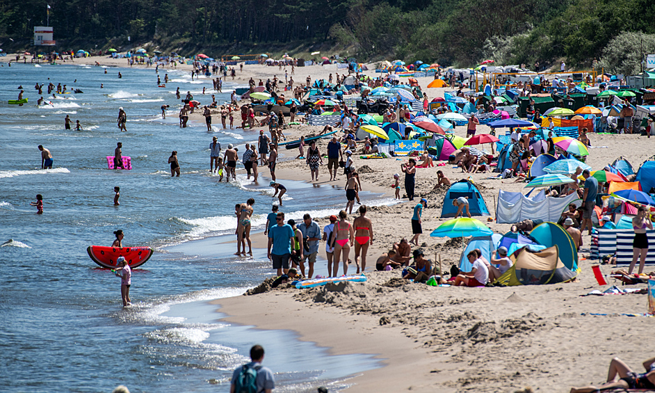 Пляж во время жары, Мекленбург, Германия