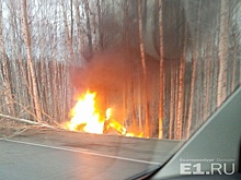 На Серовском тракте легковушка съехала в кювет, врезалась в дерево и загорелась