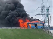 Автобус загорелся в Москве