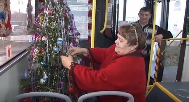 Новогоднюю елку установили в автобусе в Дзержинске
