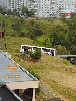 В Красноярске автобус № 63 съехал в кювет