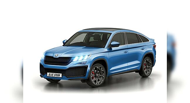 Интересный рендер кросс-купе Skoda Kodiaq Blue Spark