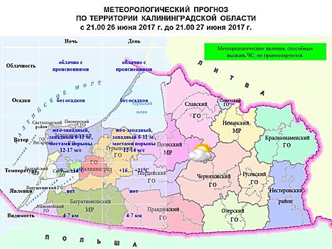 Без осадков. Прогноз погоды в Калининграде на 27 июня