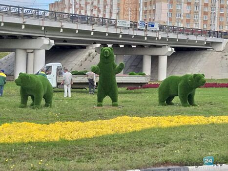 На Гагаринской развязке «выросли» три медведя