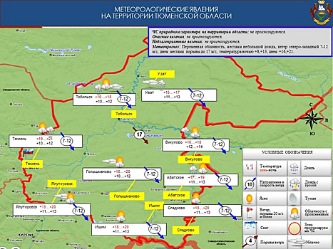 В Тюменской области ожидаются дожди и сильный ветер