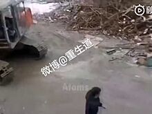 Схватка грузовика с погрузчиком попала на видео
