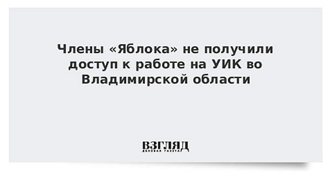 Члены «Яблока» не получили доступ к работе на УИК во Владимирской области