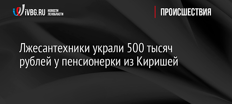 Лжесантехники украли 500 тысяч рублей у пенсионерки из Киришей