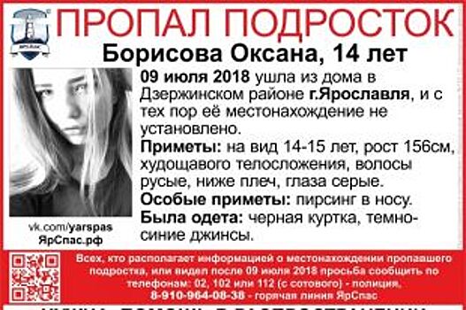 В Ярославле волонтеры ищут 14-летнюю девочку-подростка