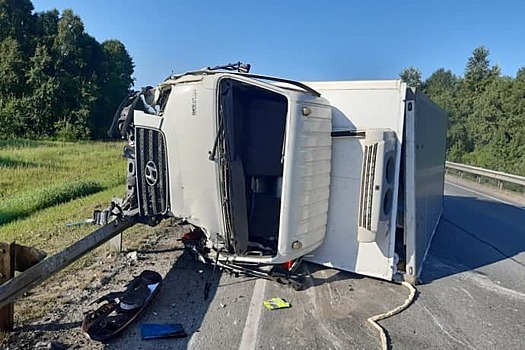 Водителя прижало грузовиком к асфальту под Новосибирском