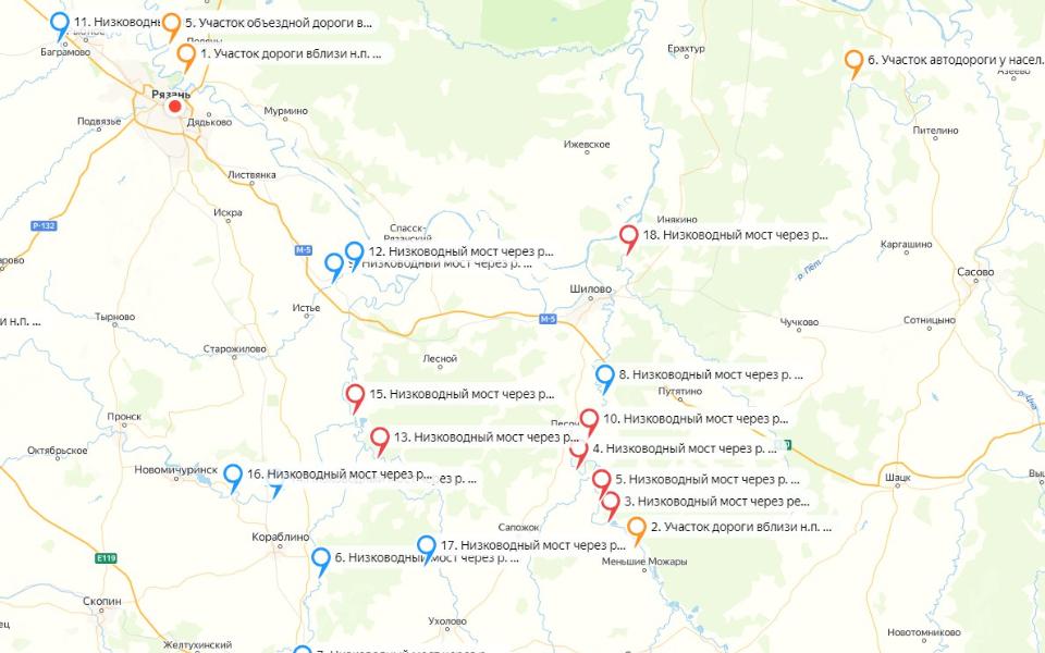 В Рязанской области появилась онлайн-карта подтоплений