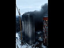 В строящемся доме произошел крупный пожар