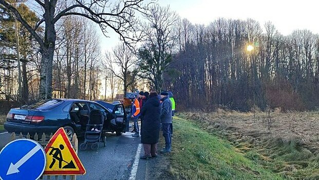 В Багратионовском районе легковушка врезалась в прицеп дорожных рабочих, пострадала девочка полутора лет (фото)