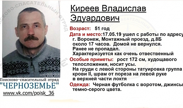 В Воронеже после работы без вести пропал 51-летний мужчина