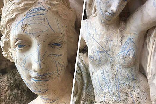В Англии дети разрисовали 230-летнюю статую в музее