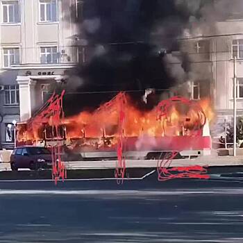 В российском городе трамвай загорелся и попал на видео