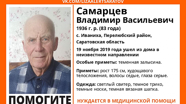 В Перелюбском районе пропал легко одетый дезориентированный пенсионер