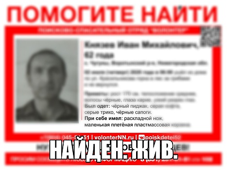 Пропавший в Воротынском районе Иван Князев найден живым